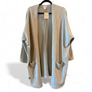 NWT Anthropologie Donni Gray Space Dye Pocket Open Waterfall Cardigan One Size